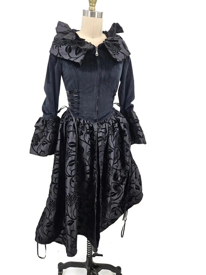 Victorian Choice Black Renaissance Velvet Bodice Dress Womens S Brocade Jacket - Image 3 of 4