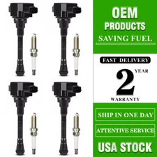 Pack 4 For 2019-2021 Nissan Altima Rogue 2.5 Ignition Coil Spark Plug 224486CA1A