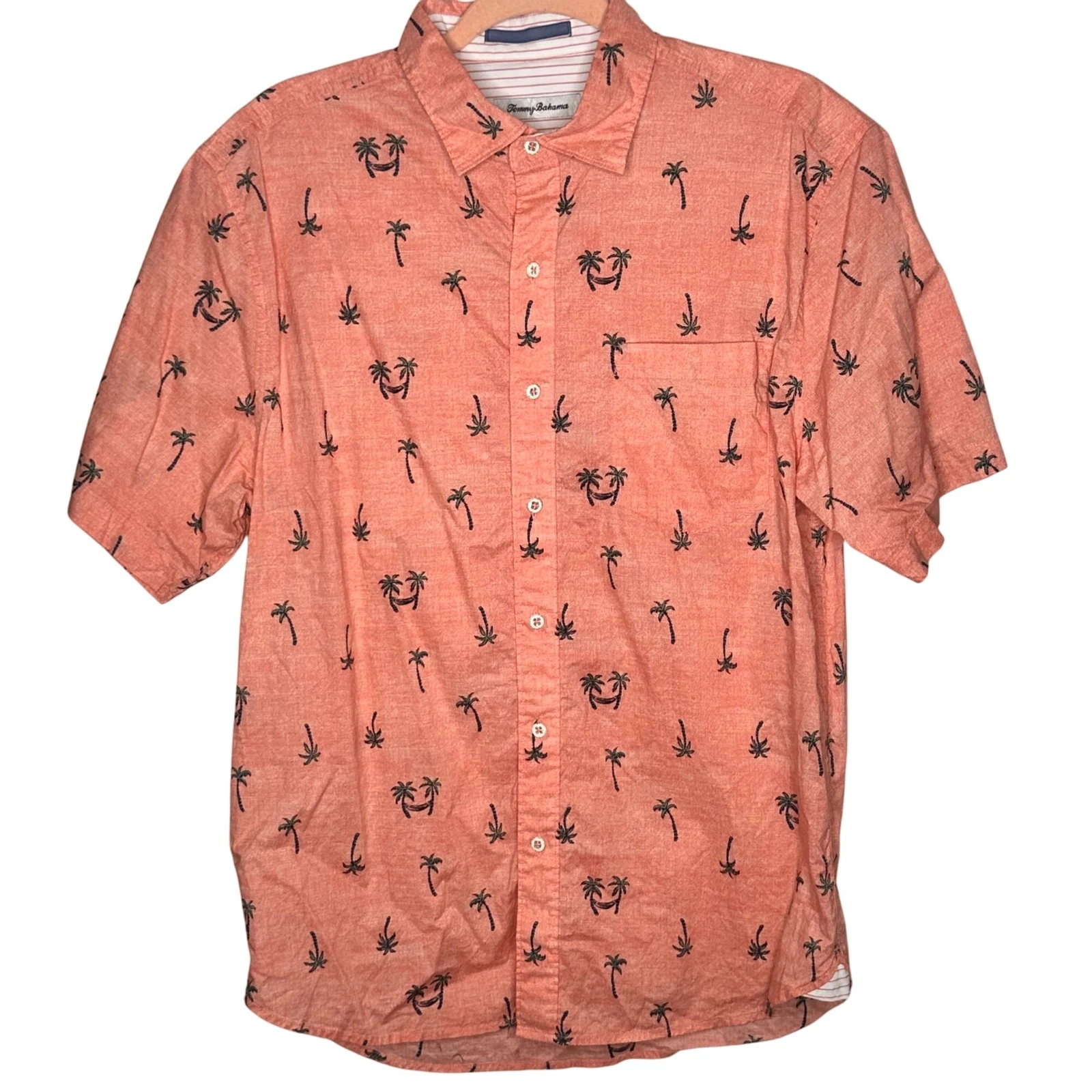 Tommy Bahama Mens Coral Palm Tree Button-Up Shirt M Aloha Hawaiian Summer Beach