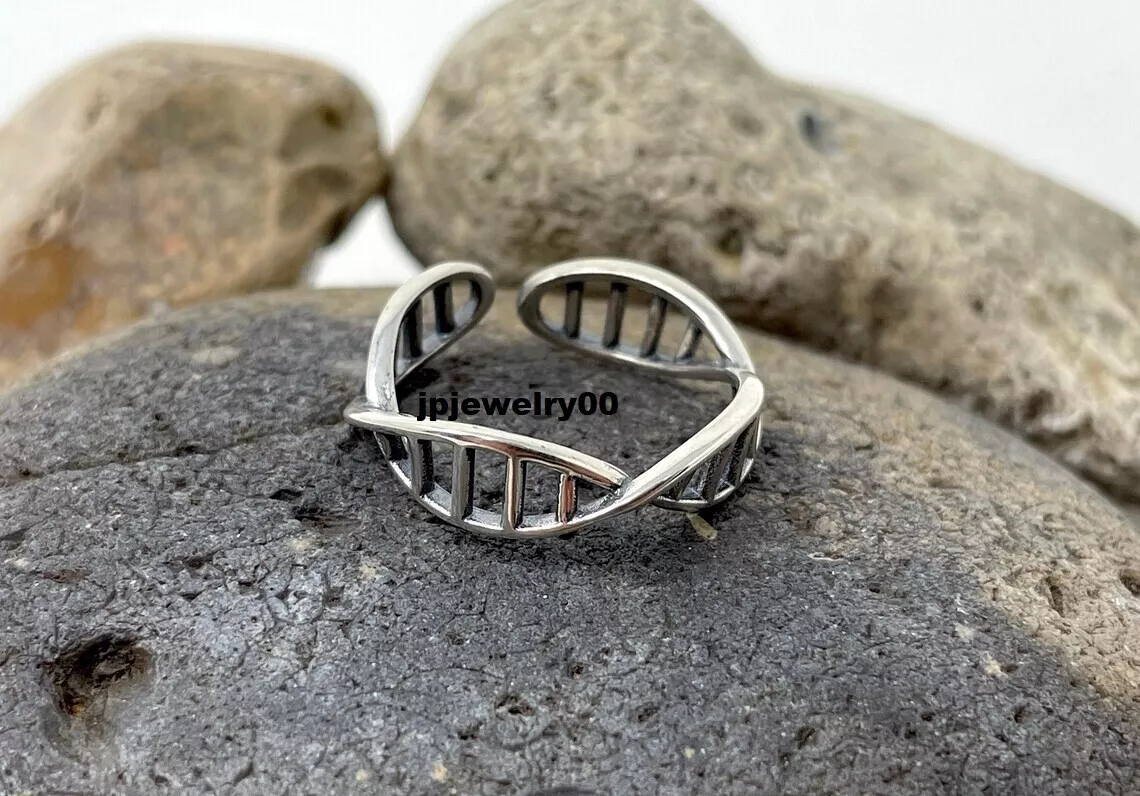 Women's Simple Silver Rose Gold Gene DNA Ring, Minimalist Anxiety Ring,  Stainless Steel Wedding Ring - Etsy