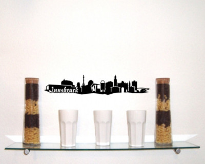 Wandtattoo Innsbruck Skyline Wandaufkleber schwarz 30x5,7cm   30 x 5,7cm 