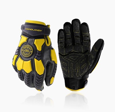 HANDLANDY Heavy Duty Work Gloves, SBR Padding, TPR Protector Impact Gloves