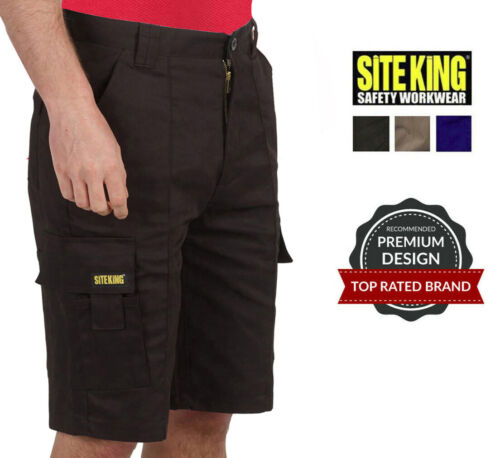 Mens Cargo Combat Work Shorts Size 28 to 52 in Black Navy Khaki By SITE KING - Picture 1 of 8