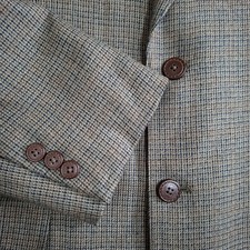 Men s Brown Tweed Plaid 100 Lambswool Western Sport Coat Blazer Jacket 44 LONG