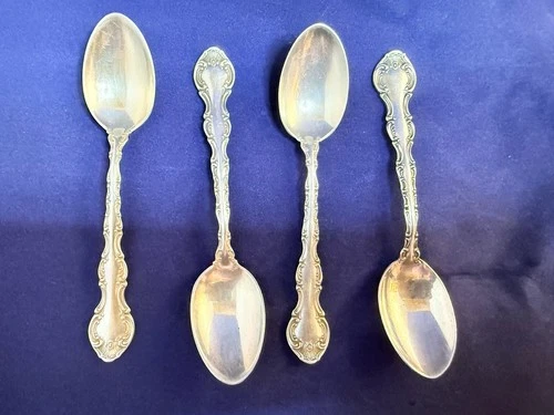 Strasbourg Sterling Silver 4” Demitasse Coffee Spoon By Gorham 1897 Set Of 4