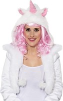 Orlob Einhorn MüTze Weiß Rosa PlüSch EinhornmüTze Damen Fasching Karneval Neu