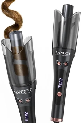 LANDOT Piastra Stiraboccoli Automatico Rotante 25mm - Per Capelli Lunghi 8 Temperature