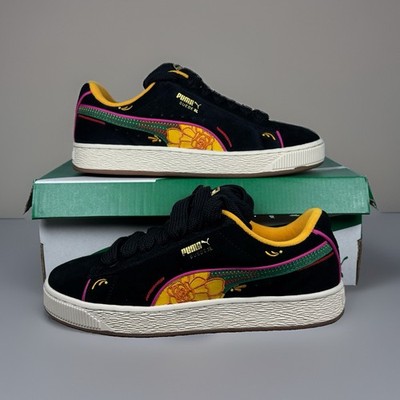 PUMA Suede XL La Catrina Dia De Muertos Black Yellow US 8 Mens 9.5 Womens