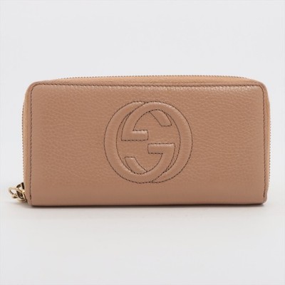 PRE-LOVED Gucci Soho 598187 Leather Zip Round Wallet Beige