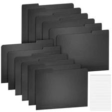 12 Pack Black File Folders 3 Tab, 1/3 Cut File Folders Letter Size for Home New