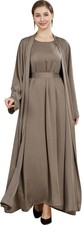 abaya for Women's 2PCS Muslim Abaya Set Belted Islamic Prayer Maxi Dress Eid Out