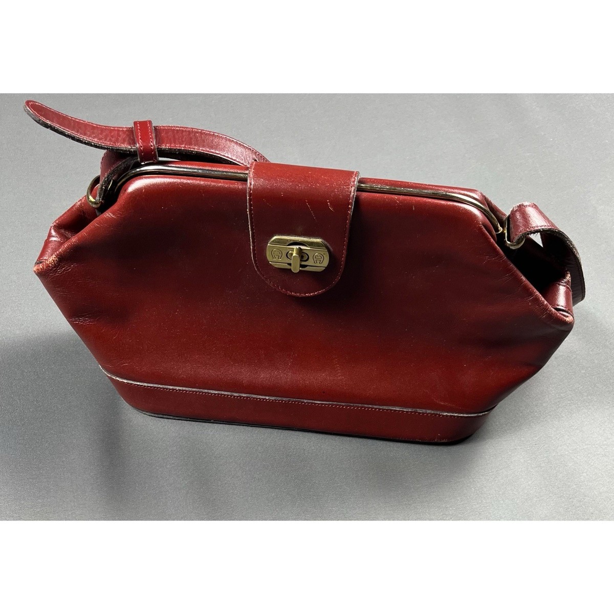 Vintage Etienne Aigner Oxblood Leather Doctor Bag Shoulder Purse