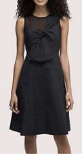 Kate Spade Bow Front Faille Cocktail Dress Black Size 12 Taffeta Mesh