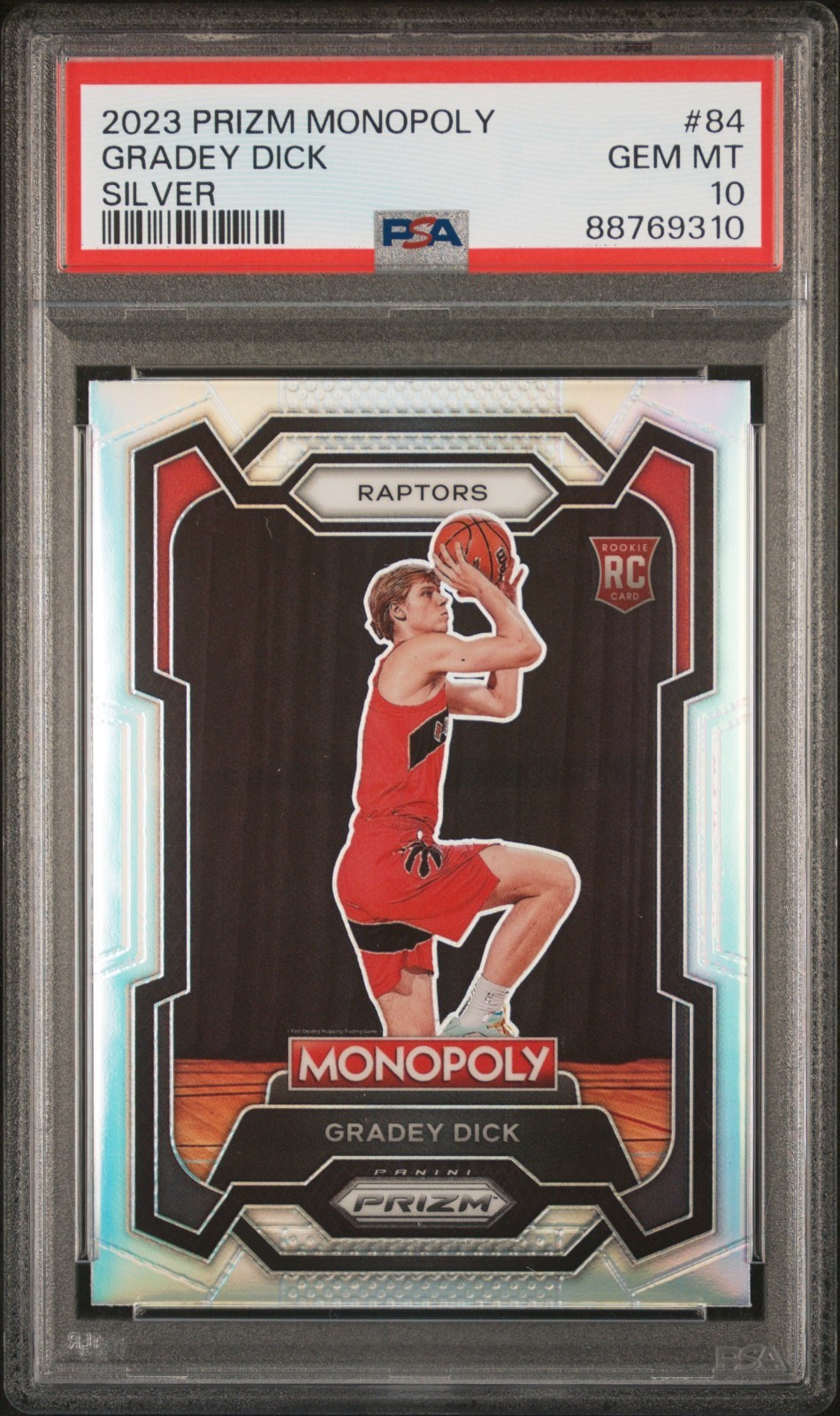 🔥 2023-24 Panini Prizm Monopoly Gradey Dick Silver Rookie PSA 10 🔥