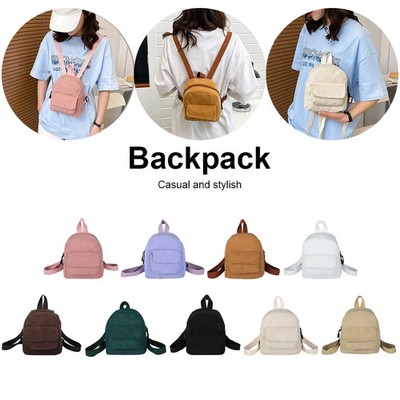 Mini Rucksack Cord Softcover Retro Student Tasche vielseitig klein