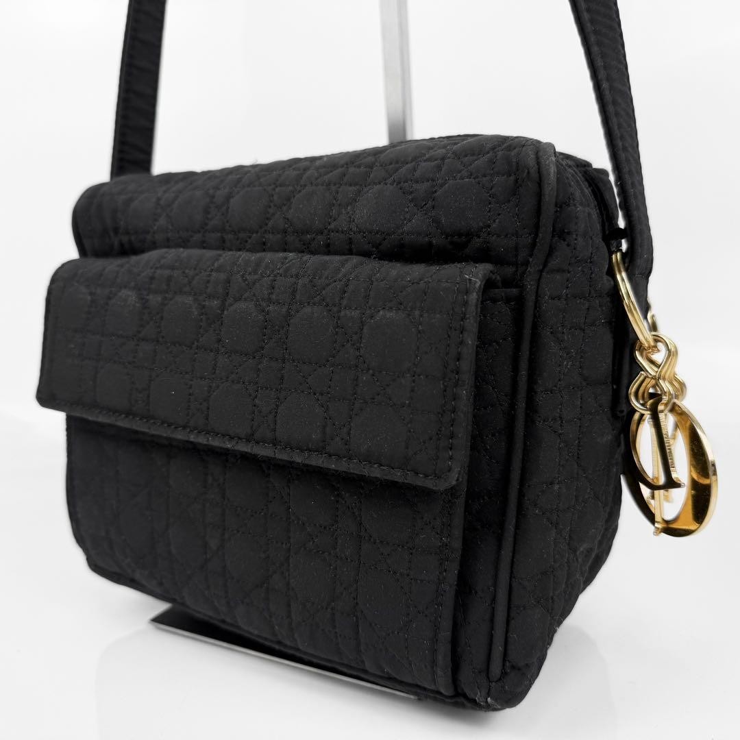 Christian Dior Cannage Shoulder Bag Black Canvas  Authentic thumbnail 21