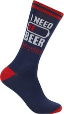 Budweiser Need Beer Recharge Beer Novelty Fun Crew Socks Gift for Men Navy Sh...