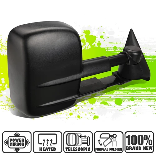 Black Powered Heated Side View Towing Mirror Right for Silverado Sierra 03-07
