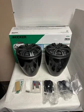 KICKER 46KMFC8 8" Flat Mount Loaded Marine Wake Towers / 46KM84L Speakers Black