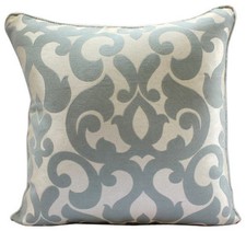 Blue Decorative Throw Pillow Cover, 16"x16" Silk Cushion - Forever Damask