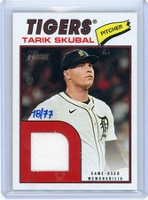Tarik Skubal 2026 Topps Heritage Real One Relics Red /77 Detroit Tigers #ROR-TS
