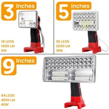 9W 18W 40W Outdoor Lamp Cordless LED Work Light for Milwaukee 18V Li-Ion Battery