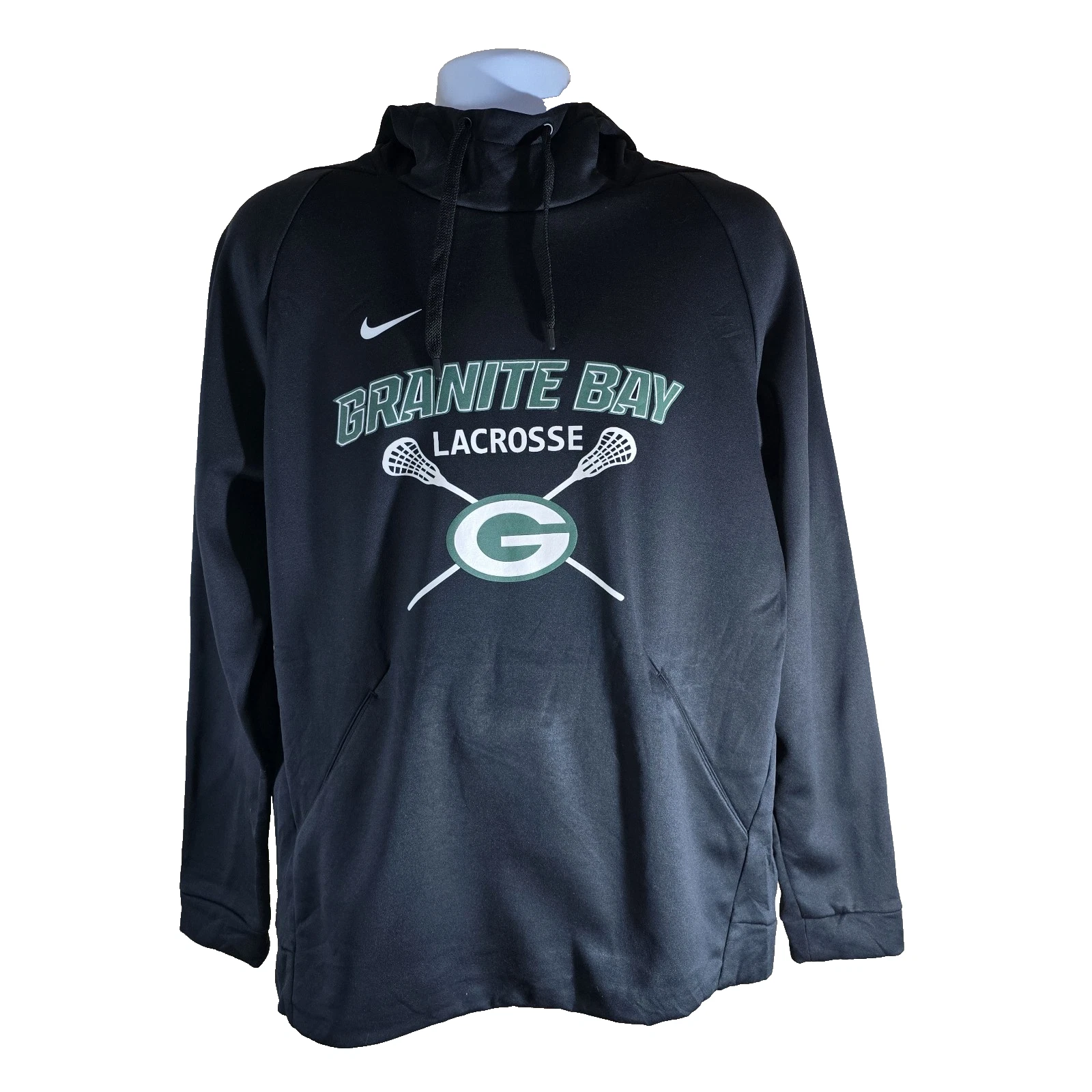 Nike Dri-Fit Hoodie Dark Blue Men's Size L Long Sleeve Drawstring Sports Casual