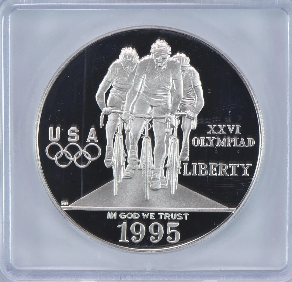 1995-P Olympic Cycling Commemorative Silver Dollar PR70 DCAM ICG *0602 - Image 3 of 4