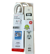 GE USB Surge Protector Power Strip 4 Outlet  2 USB Ports 3ft Cord 450 Joules