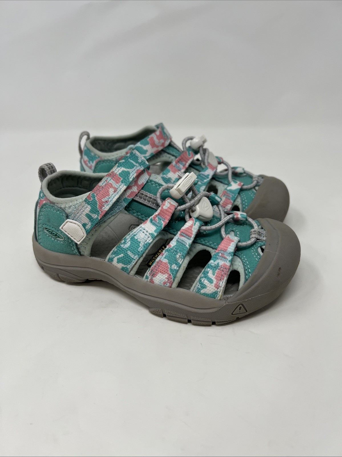 KEEN Bambini 12 Sandali da Escursionismo Teal Floreale Cinturino Elastico Punta Chiusa Scarpa Impermeabile