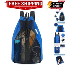 Swim Bag Mesh Drawstring Backpack Beach Backpack for Swimming, Gym, and Worko...