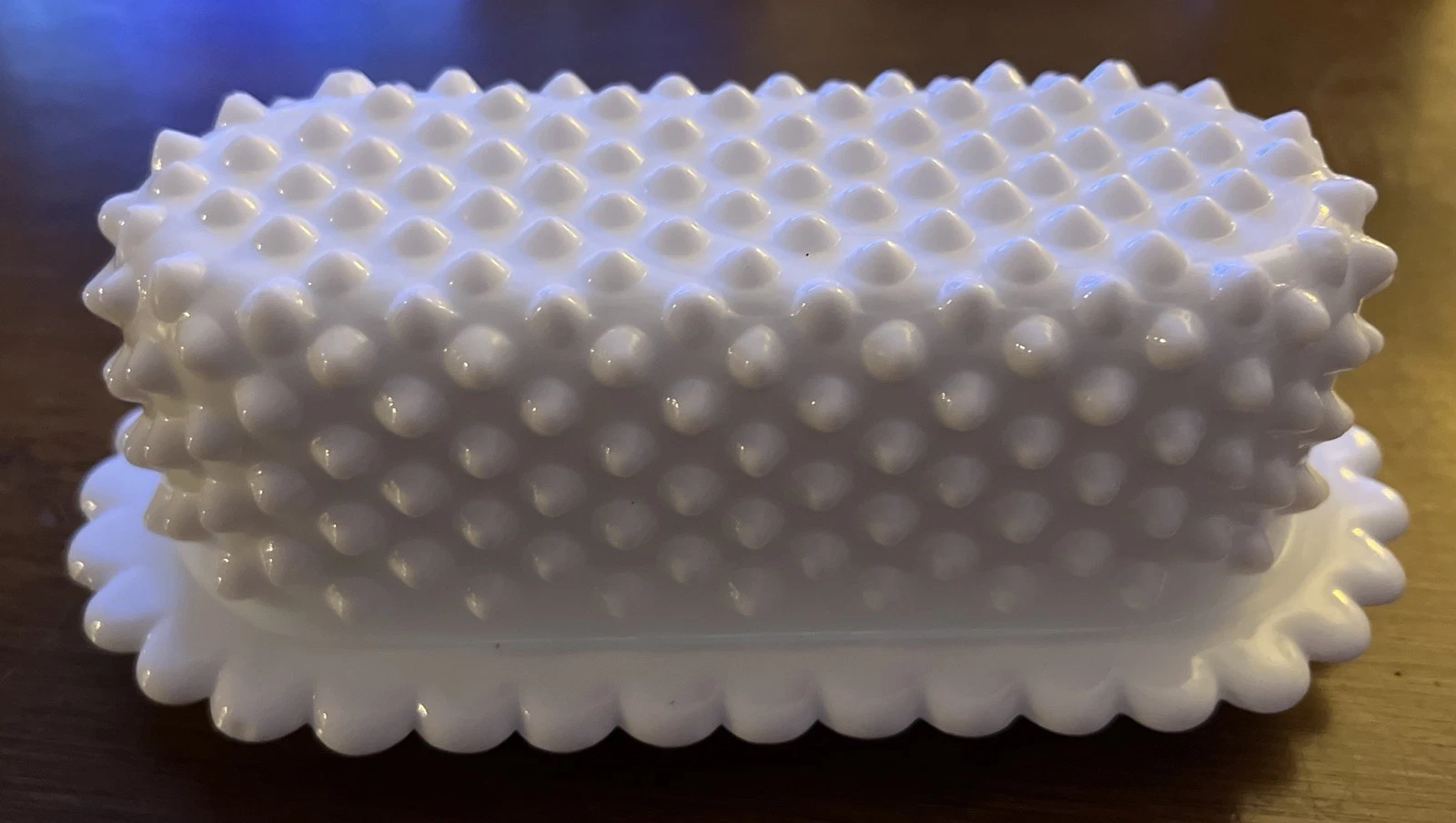 MCM~Fenton Hobnail Milkglass Butter Dish~Great Condition