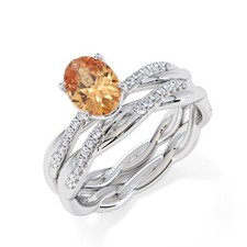 925 Sterling Silver Oval 1 Ctw Citrine Gemstone Solitaire Accent Stones Ring