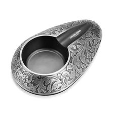 CIGARLOONG Metal Ashtray, Portable Pockect Cigar Ashtray with Anti-Slip Base 