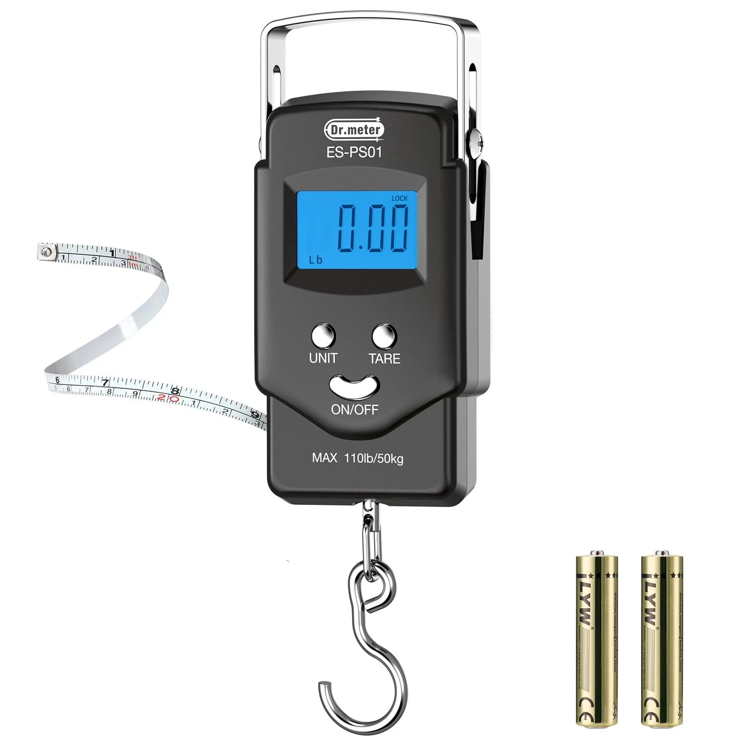 Fish Scale Luggage Scale Fishing Gear - 110lb/50kg Backlit LCD Display Digita...