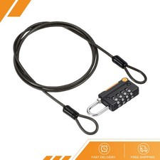 4 Digit Combination Lock with Security Cable 1 Set Outdoor Padlock 3Ft Black
