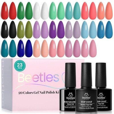Beetles 23Pcs Gel Polish Set, 20 Fall Colors with Base Top Coat, Nail Art Tools