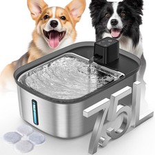 Wireless 7.5l/254oz/2Gal Dog Water Fountain for Large Dogs Stainless Steel Quiet