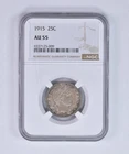 1915 Barber Quarter AU55 NGC Beautiful Tone *8027