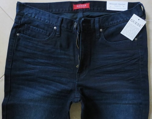 GUESS Hombre Estándar Vaqueros Rectos Clásico Angustiado Azul Oscuro - Imagen 4 de 12
