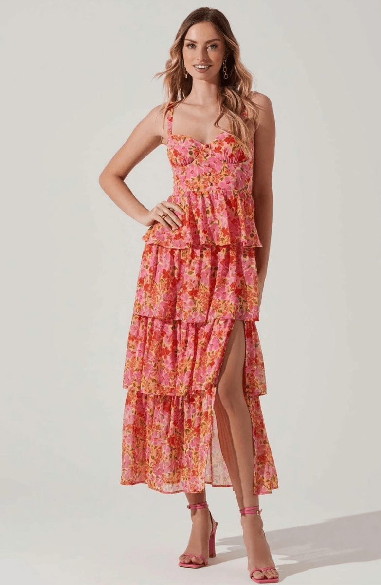 New ASTR The Label Midsummer Floral Tiered Maxi Dress Size L New ASTR The Label Midsummer Floral Tiered Maxi Dress Size L