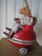 Antique German Easter Rabbit Riding on Easter Egg Candy Container~REDUCED!!