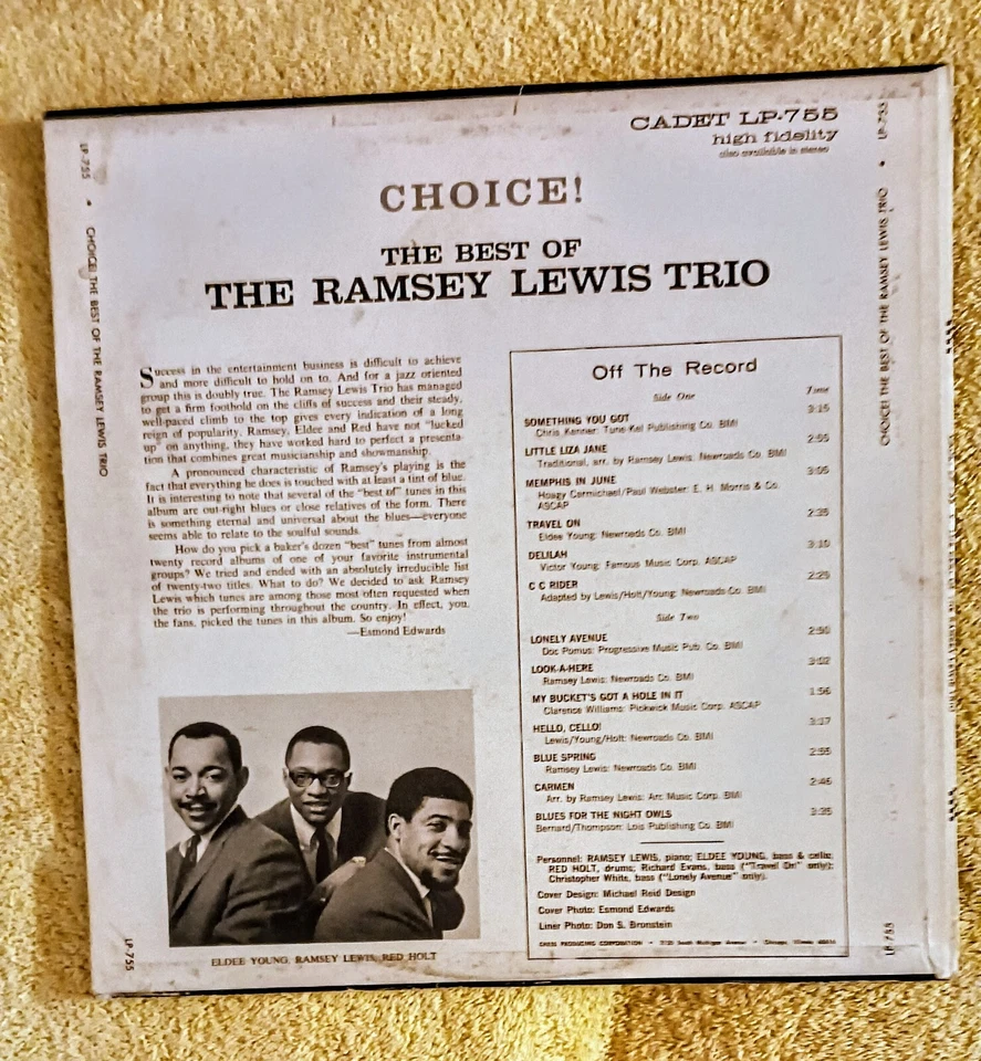 Choice The Best Of The Ramsey Lewis Trio 1965 Cadet LPS-755 Vintage Vinyl EX Cex - Image 2 of 4