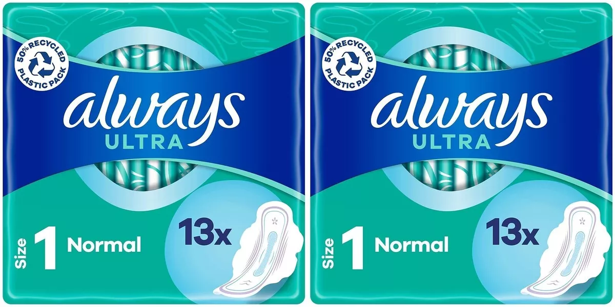 Always Ultra Normal Sanitary Towels Pads With Wings Size 1 Absorbent Pack of 26