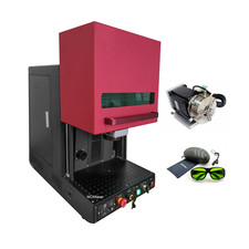 50W Enclosed JPT Fiber Laser Marking Machine Engraver 150x150mm With Rotary axis