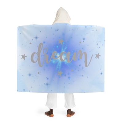 Hooded Sherpa Fleece Blanket Blue Dream Star Design
