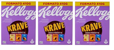 3x Kellogg's Krave Choco Roulette mit weißer, Milch- Haselnuss Schokolade 375g