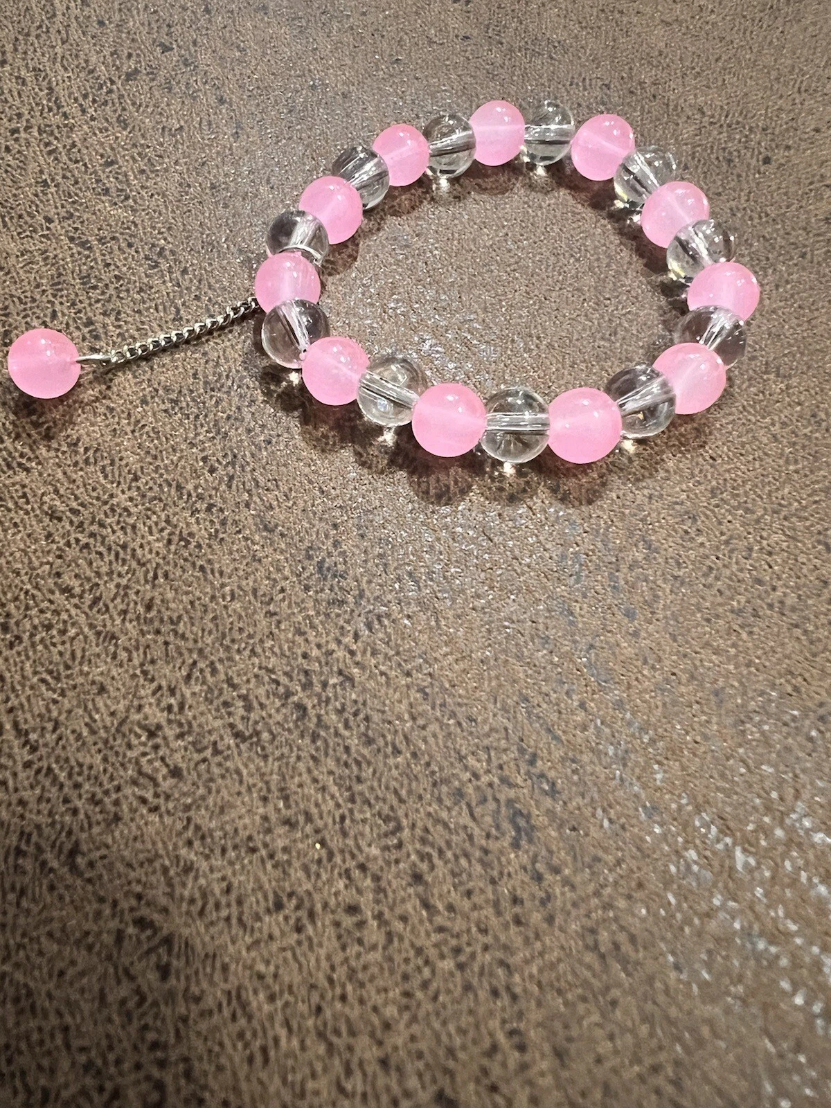 VALENTINO Bracciale Cristallo Perline Fatto a Mano Personalizzato Taglia Gratuita Rosa Colore Bianco