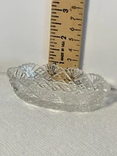Oval shaped salt dip/cellar fan and diamond design 3 1/2”