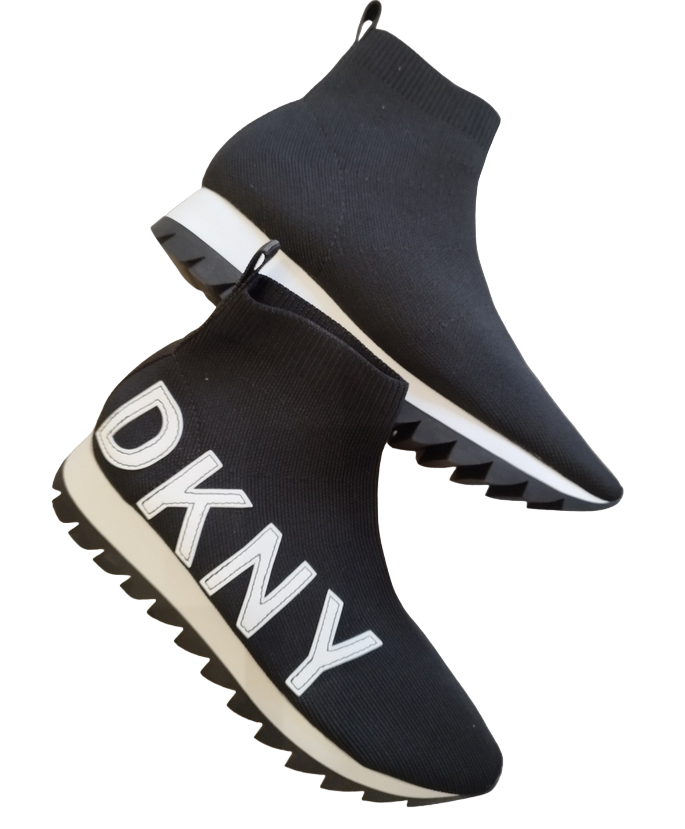 DKNY WOMENS TENNIS SHOE BLACK AGGIE SOCK SNEAKER, K4198640 BLKW | eBay